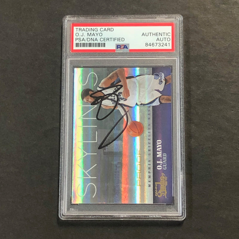 2009-10 Panini Studio Skylines #14 175/199 O.J. Mayo Signed Card AUTO PSA Slabbed Mavericks