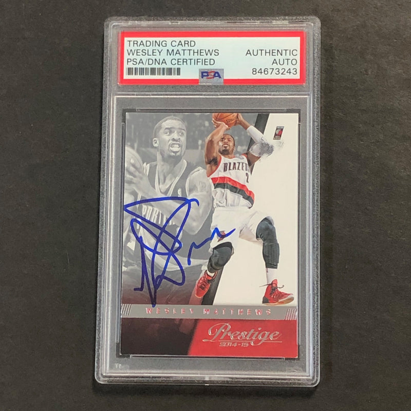 2014-15 Panini Prestige #143 Wesley Matthews Signed Card AUTO PSA Slabbed Trail Blazers