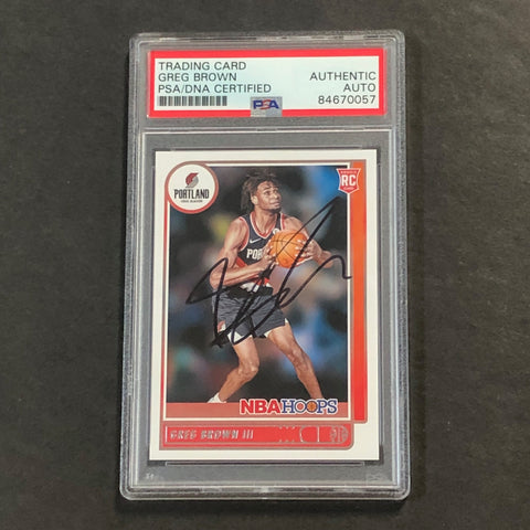 2021-22 Panini NBA Hoops #226 Greg Brown Signed AUTO PSA Slabbed Trail Blazers