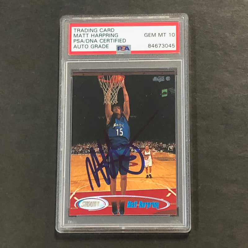 1998-99 Topps Stadium Club #208 Matt Harpring Signed Card AUTO GRADE 10 PSA Slabbed Magic