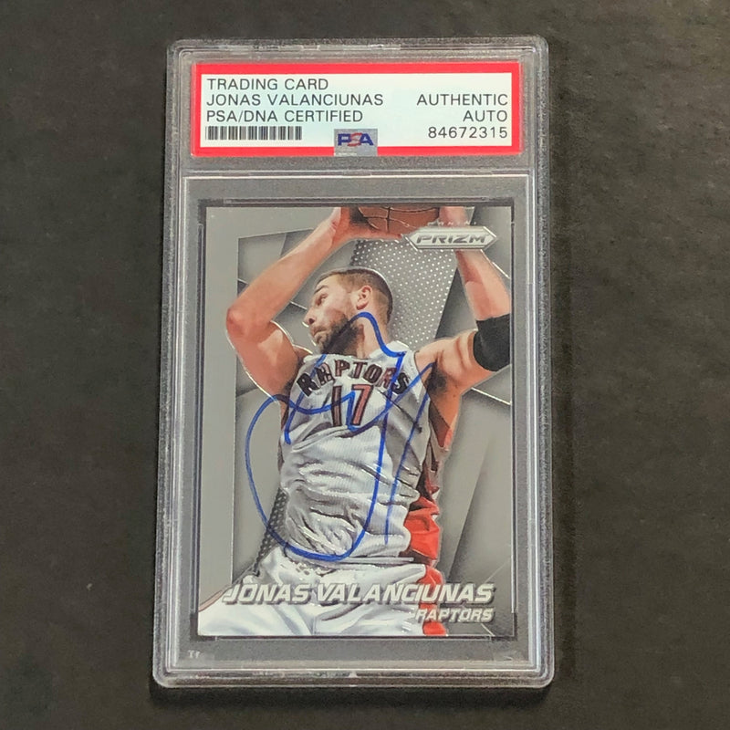 2014-15 Panini Prizm #145 Jonas Valanciunas Signed Card AUTO PSA Slabbed Toronto Raptors