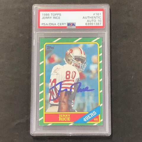 1986 Topps #161 Jerry Rice Signed Card AUTO 10 PSA Slabbed