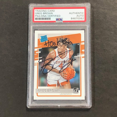 2021-22 Panini Chronicles Donruss Draft Picks #39 Greg Brown Signed AUTO PSA Slabbed Longhorns