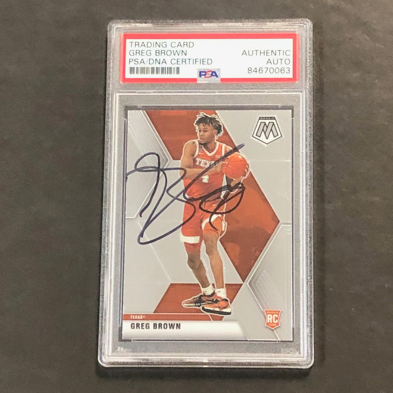 2021-22 Panini Chronicles Mosaic Draft Picks #264 Greg Brown Signed AUTO PSA Slabbed Longhorns