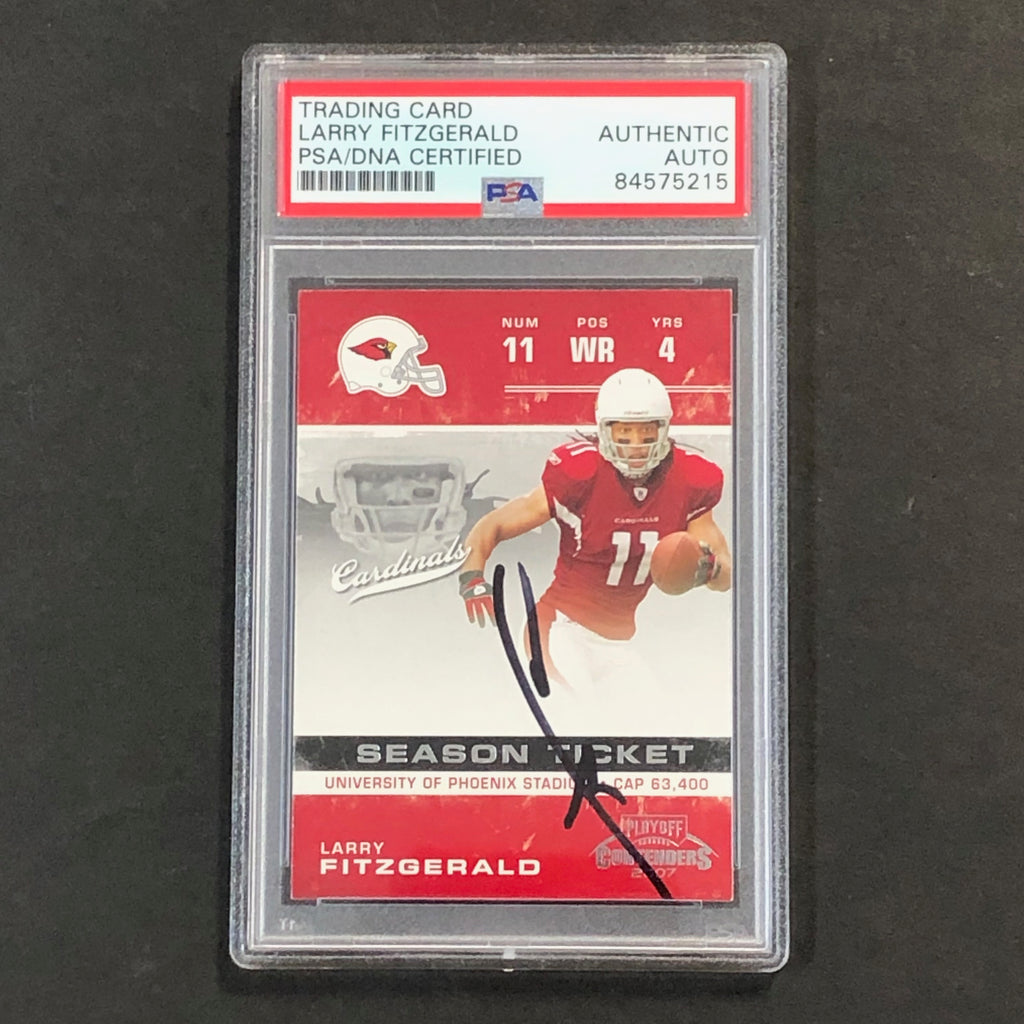2007 Playoff Contenders #2 Larry Fitzgerald Signed Card PSA Auto Slabb –  Golden State Memorabilia