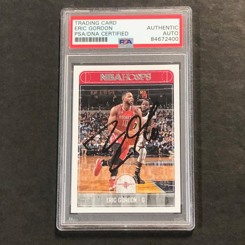2017-18 Panini NBA Hoops #186 Eric Gordon Signed Card AUTO PSA Slabbed Rockets
