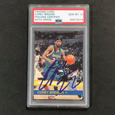 2010-11 Panini Donruss #126 Corey Brewer Signed Card AUTO 10 PSA Slabbed Timberwolves