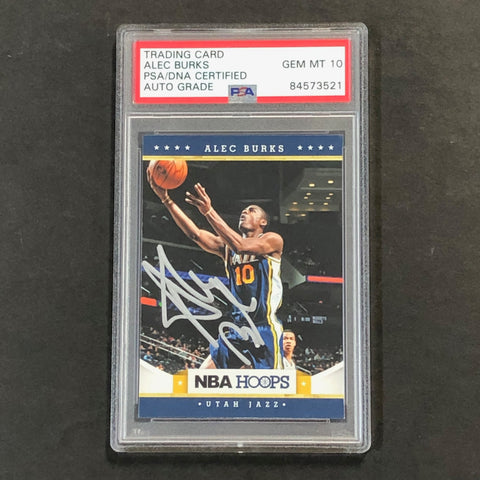 2012-13 NBA Hoops #233 Alec Burks Signed Card AUTO 10 PSA Slabbed Jazz