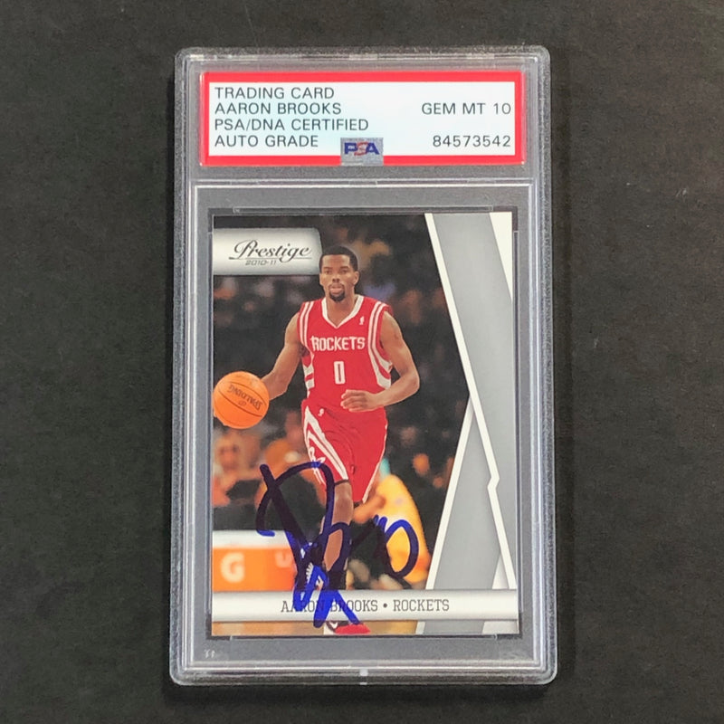 2010-11 Panini Prestige #37 Aaron Brooks Signed Card AUTO 10 PSA/DNA Slabbed Rockets