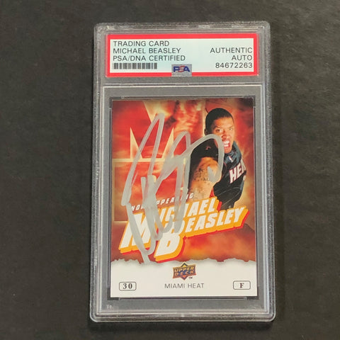 2009-10 Upper Deck Now Appearing #NA-2 Michael Beasley Signed Card AUTO PSA Slabbed Heat