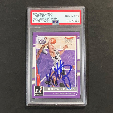 2015-16 Donruss Basketball #182 Kosta Koufos signed Card Auto 10 PSA Slabbed Kings