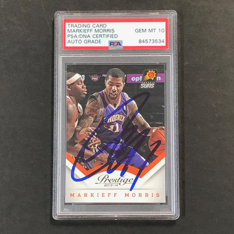 2013-14 Panini Prestige #107 Markieff Morris Signed Card AUTO 10 PSA Slabbed Suns