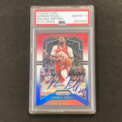 2019-20 Panini Prizm #159 Red White Blue Norman Powell Signed Card AUTO GRADE 10 PSA Slabbed Raptors