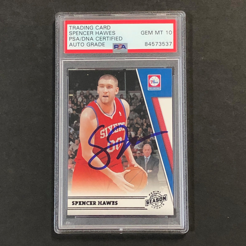 2010-11 Panini Season Update #25 Spencer Hawes Signed Card AUTO 10 PSA/DNA Slabbed 76ers