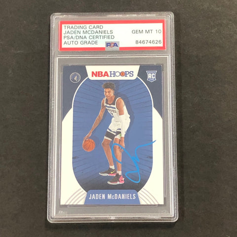 2020-21 Panini NBA Hoops #245 Jaden McDaniels Signed Card AUTO GRADE 10 PSA/DNA Slabbed Timberwolves