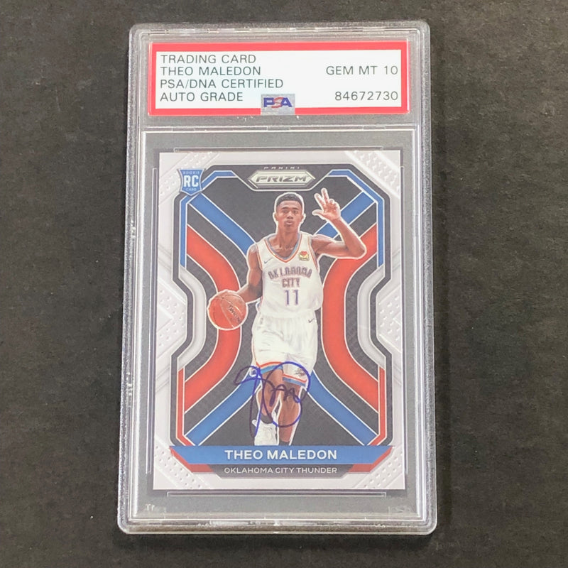 2020-21 Panini Prizm #289 Theo Maledon Signed Card AUTO GRADE 10 PSA Slabbed RC Thunder