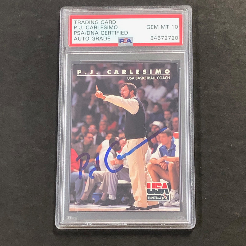 1992 Skybox International #91 PJ Carlesimo Signed Card AUTO GRADE 10 PSA Slabbed Team USA