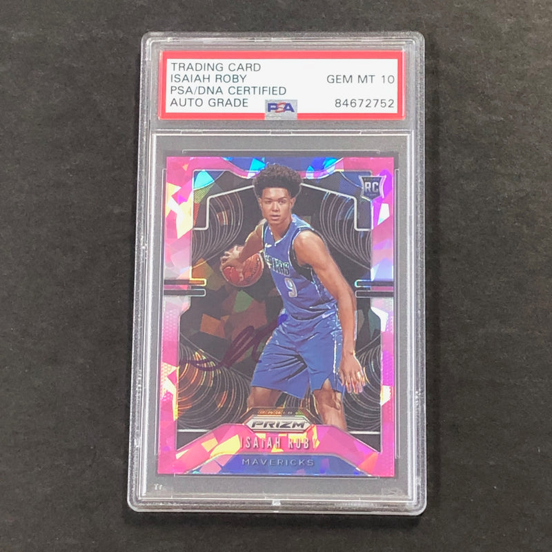 2019-20 Panini Prizm #283 Pink Cracked Ice Isaiah Roby Signed Card AUTO GRADE 10 PSA Slabbed RC Mavericks