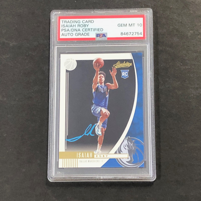 2019-20 Panini Absolute Memorabilia #92 Isaiah Roby Signed Card AUTO GRADE 10 PSA Slabbed RC Mavericks