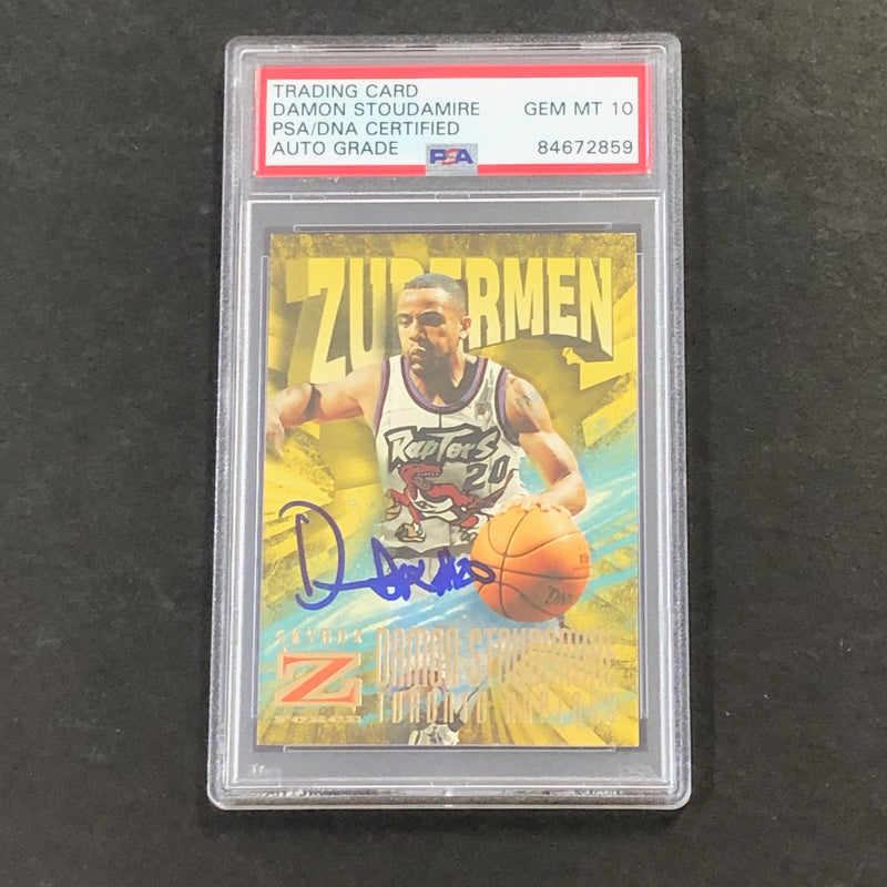 1997-98 Skybox #197 DAMON STOUDAMIRE Signed Card AUTO GRADE 10 PSA Slabbed Raptors