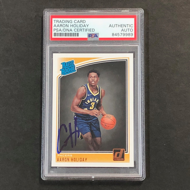 2018-19 Donruss Rated Rookie #176 AARON HOLIDAY Signed Rookie Card AUTO PSA Slabbed RC Pacers