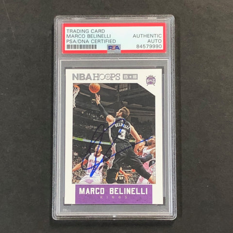 2015-16 NBA Hoops #94 Marco Belinelli Signed Card PSA Slabbed Kings