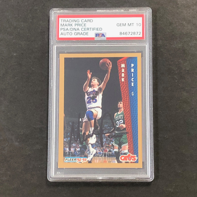 1992-93 Fleer #43 Mark Price Signed Card PSA AUTO 10 Slabbed Cavaliers