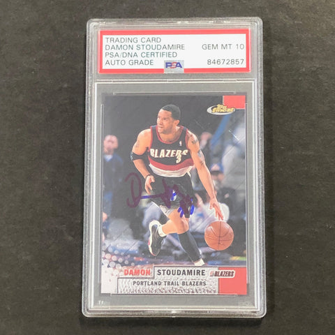1999-00 Topps Finest Basketball #69 DAMON STOUDAMIRE Signed Card AUTO GRADE 10 PSA Slabbed Trail Blazers