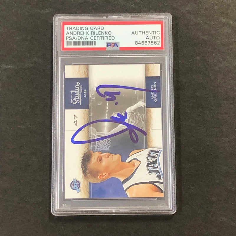 2009-10 Panini Studio #25 Andrei Kirilenko Signed Card AUTO PSA Slabbed