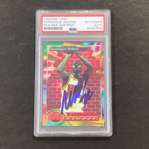 1992-93 Topps Central's Finest #102 Dominique Wilkins Signed Card AUTO PSA Slabbed Hawks