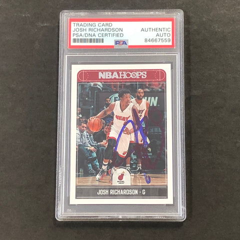 2017-18 NBA Hoops #71 Josh Richardson Signed Card AUTO PSA Slabbed Heat