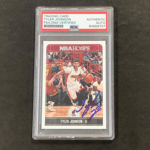 2017-18 NBA Hoops #68 Tyler Johnson Signed Card AUTO PSA Slabbed Heat