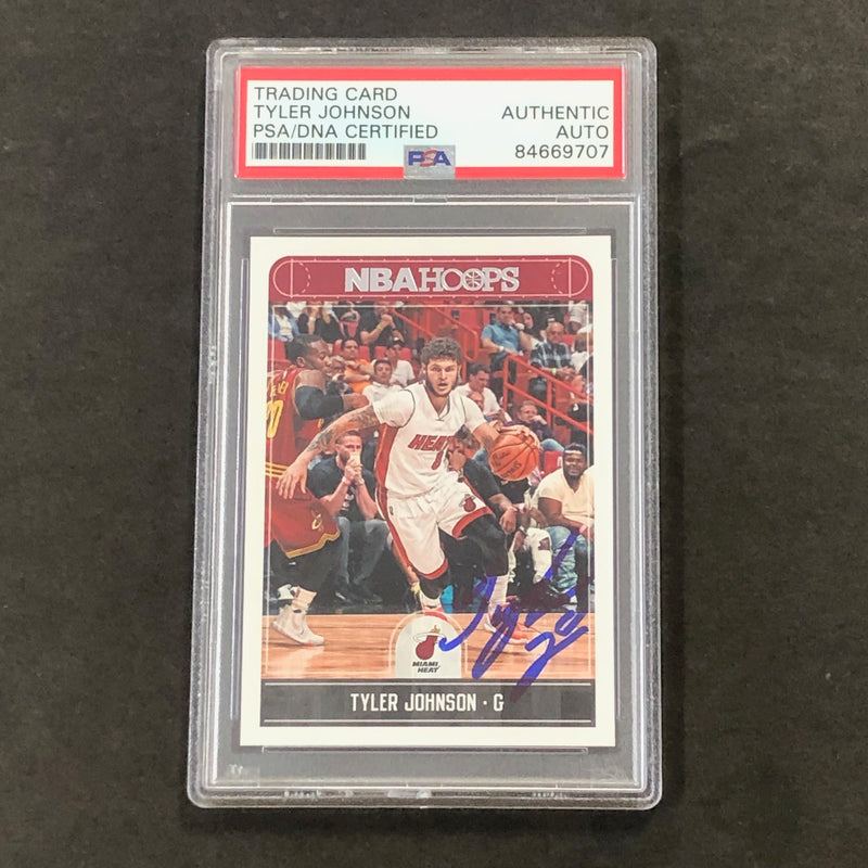 2017-18 NBA Hoops #68 Tyler Johnson Signed Card AUTO PSA Slabbed Heat