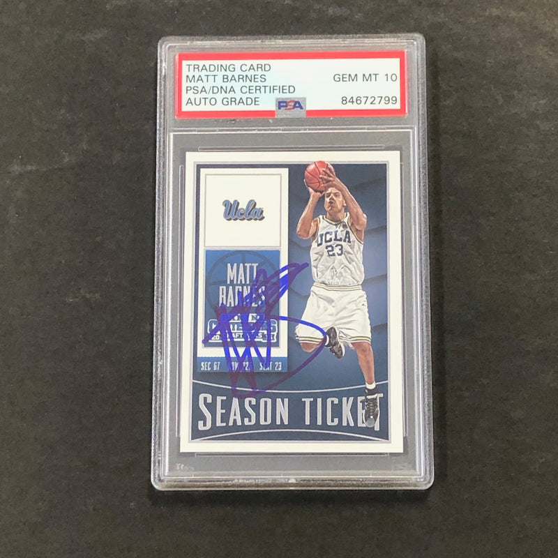 2015-16 Contenders Draft Picks #69 Matt Barnes Signed Card AUTO 10 PSA Slabbed UCLA