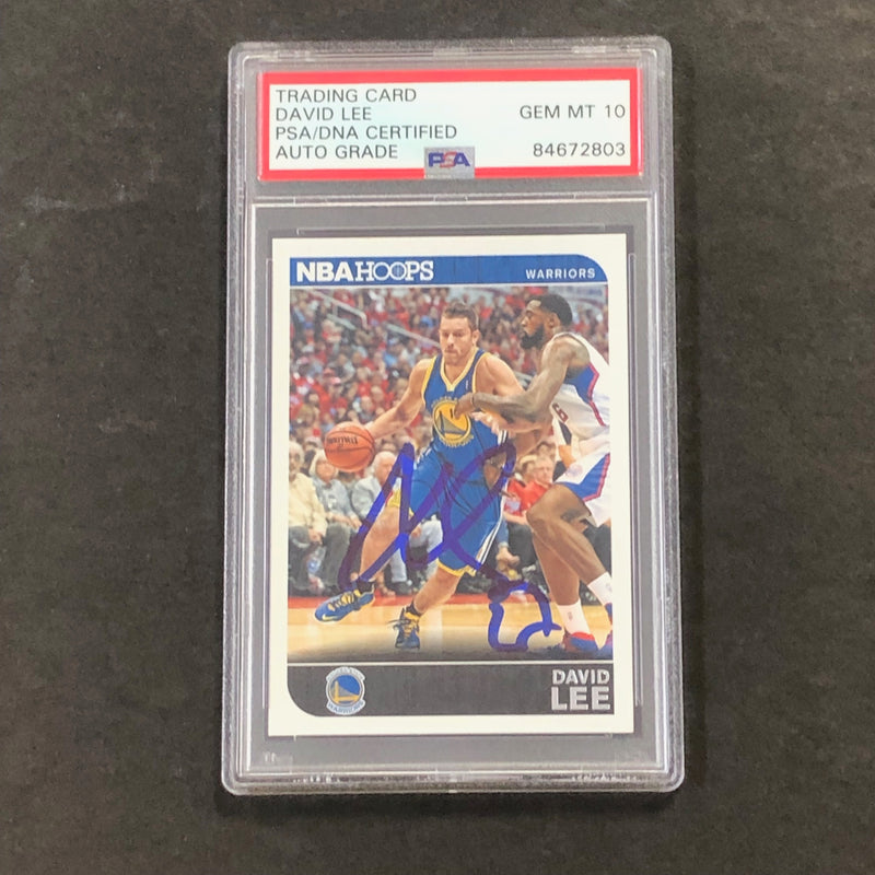 2014-15 NBA Hoops #257 David Lee Signed Card AUTO 10 PSA Slabbed Warriors