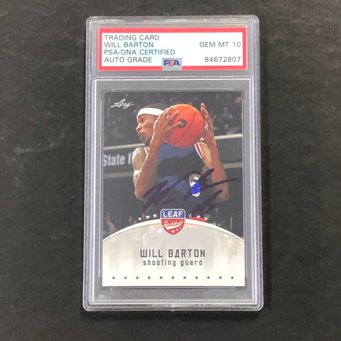 2012 Leaf Basketball #WB1 Will Barton Signed Card AUTO 10 PSA Slabbed