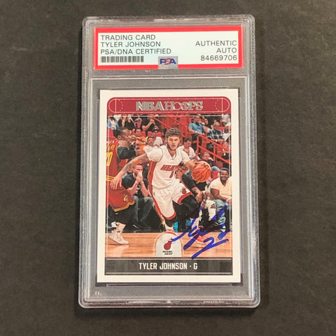 2017-18 NBA Hoops #68 Tyler Johnson Signed Card AUTO PSA Slabbed Heat