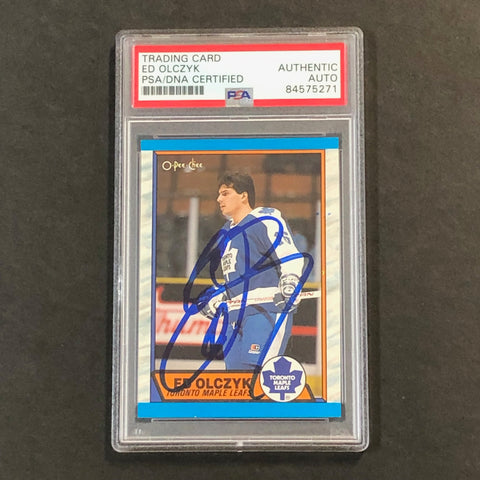 1989-90 OPC #133 ED OLCZYK Signed Card AUTO PSA slabbed Maple Leafs