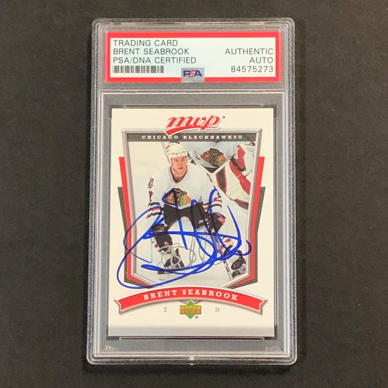 2007-08 Upper Deck MVP #18 Brent Seabrook Signed Card AUTO PSA slabbed Blackhawks