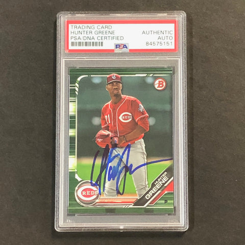 2019 Bowman Prospects Camo #BP-51 Hunter Greene Signed Card PSA Slabbed Auto Reds