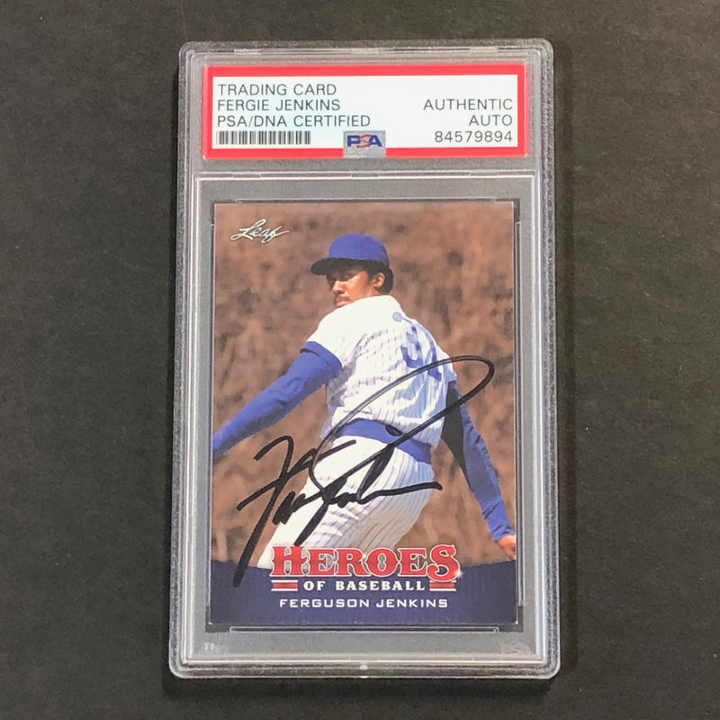 2015 Leaf Heroes of Baseball #20 Fergie Jenkins Signed Card AUTO PSA Slabbed Cubs