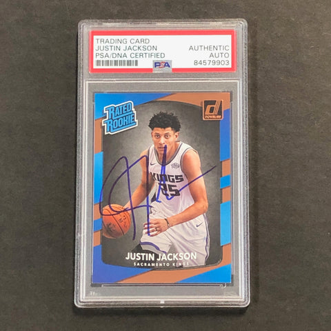 2017-18 Donruss Rated Rookie #158 JUSTIN JACKSON Signed Card AUTO PSA Slabbed RC Kings