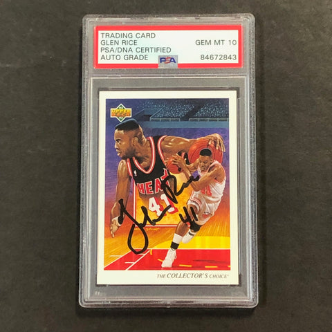 1992-93 Upper Deck Collector's Choice #42 Glen Rice Signed Card AUTO 10 PSA Slabbed Heat