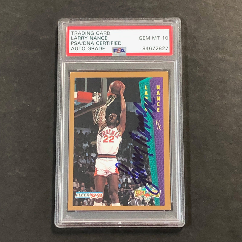 1992-93 Fleer Slam Dunk #276 Larry Nance Signed Card AUTO 10 PSA Slabbed Cavaliers
