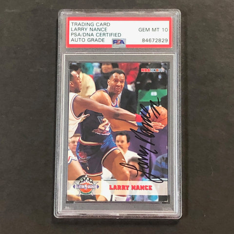 1993-94 NBA Hoops #266 Larry Nance Signed Card AUTO 10 PSA Slabbed All-STar Weekend