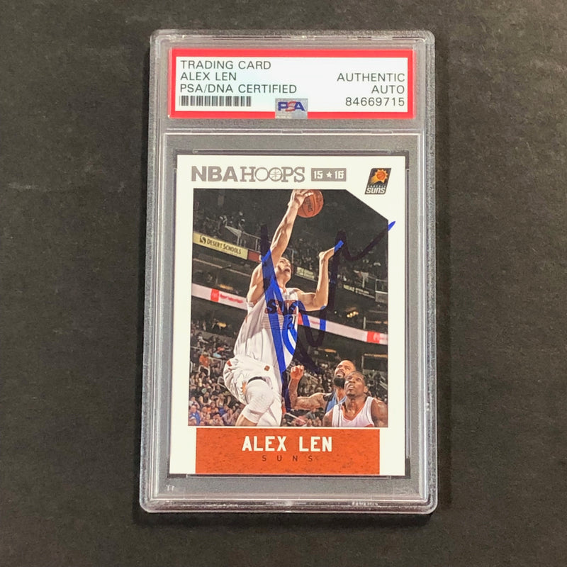 2015-16 NBA Hoops #75 Alex Len Signed Card AUTO PSA Slabbed Suns