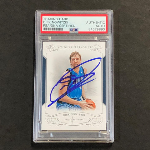 2013-14 Panini National Treasures #5 Dirk Nowitzki Signed Card AUTO PSA/DNA Slabbed Mavericks