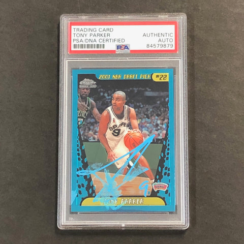 2001 Topps Chrome #15 Tony Parker Signed Card AUTO PSA Slabbed Autographed RC Spurs