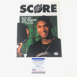 Tim Duncan Signed Score Magazine PSA/DNA Autographed Spurs