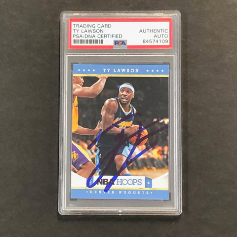 2012-13 NBA Hoops #110 Ty Lawson Signed Card AUTO PSA Slabbed Nuggets
